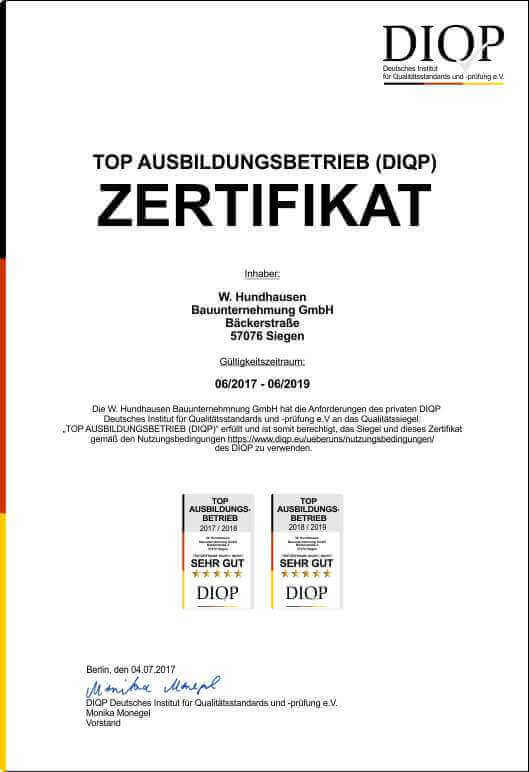 Ausgezeichneter Ausbildungsbetrieb Das Gütesiegel des DIQP für Top Ausbildungsbetriebe