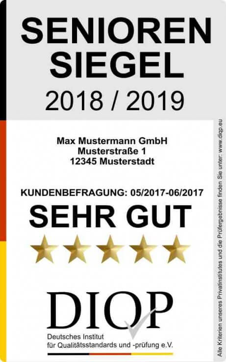 Seniorensiegel Das SENIOREN SIEGEL des DIQP ist das Qualitätssiegel für Senioren