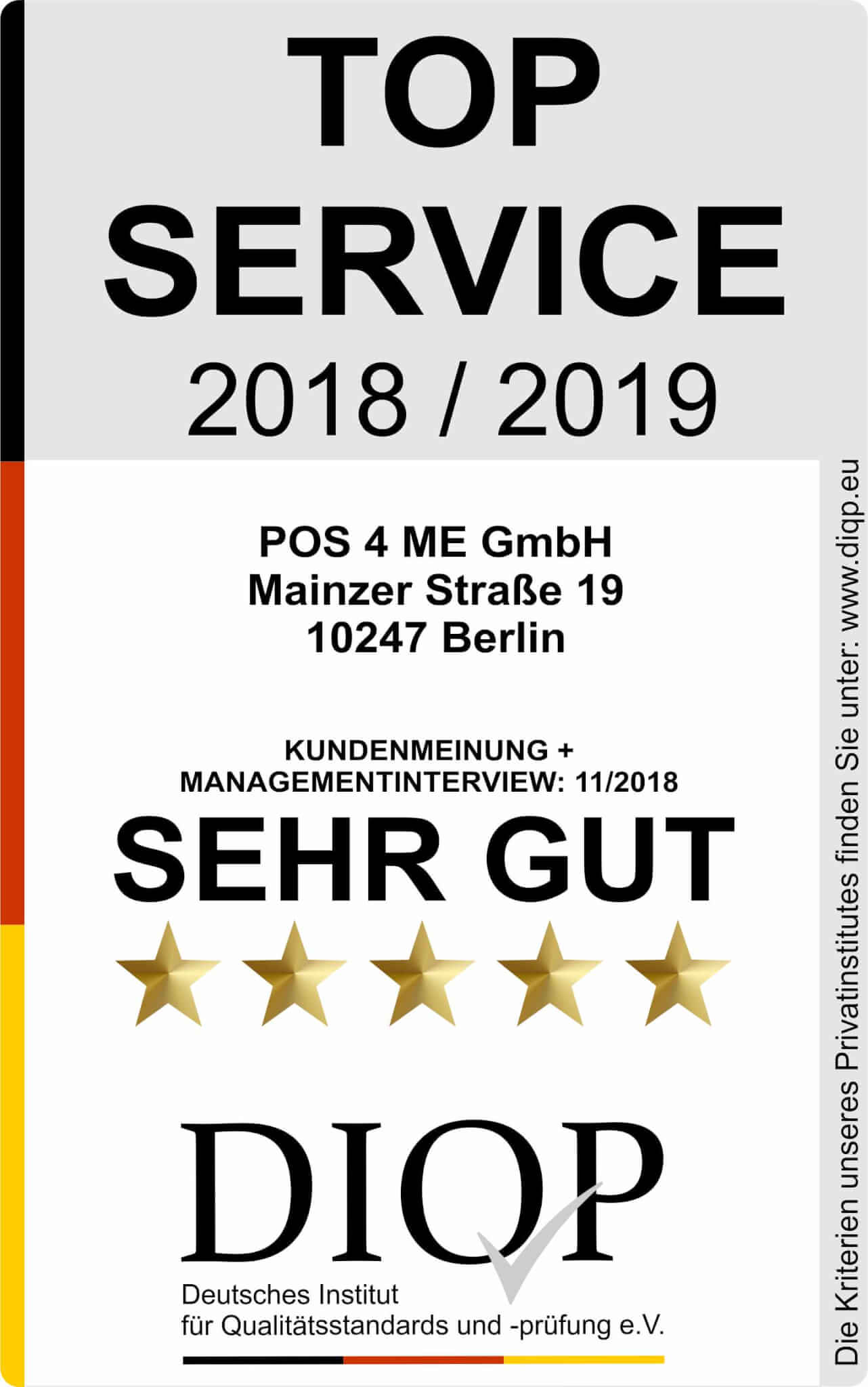 Top Service (DIQP) Siegel POS4ME 2018-2019 Top Service (DIQP) Siegel POS4ME 2018-2019