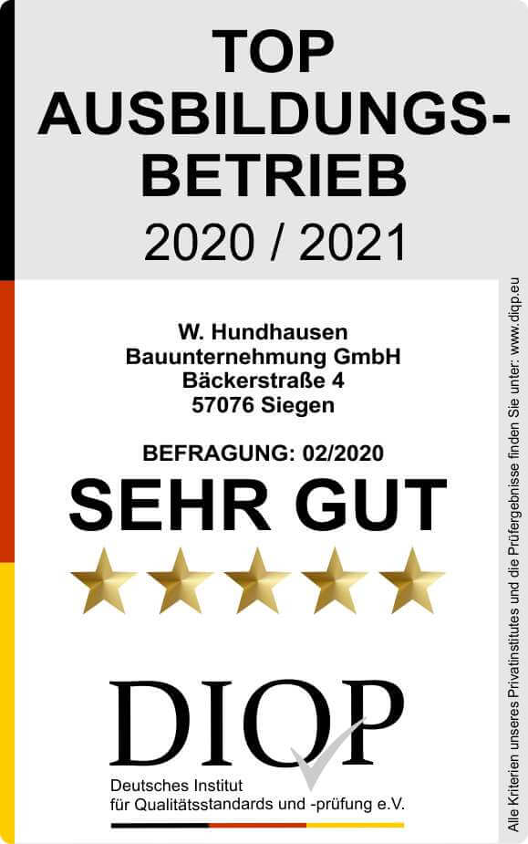 Top Ausbildungsbetrieb - W. Hundhausen Bauunternehmung GmbH