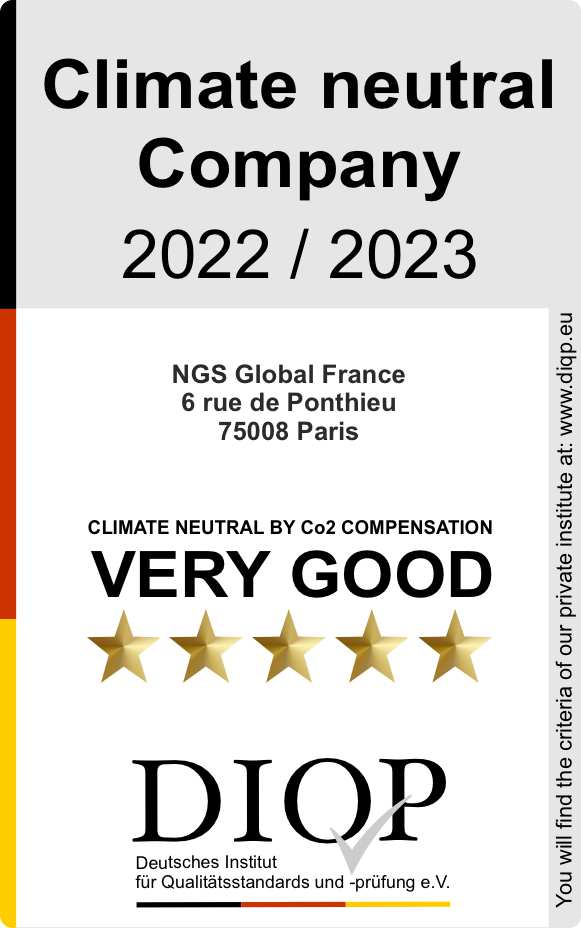 Klimaneutrales Unternehmen NGS Global FRANCE 2