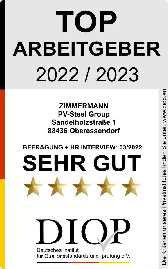 Top Arbeitgeber (DIQP) - Zimmermann PV Steel