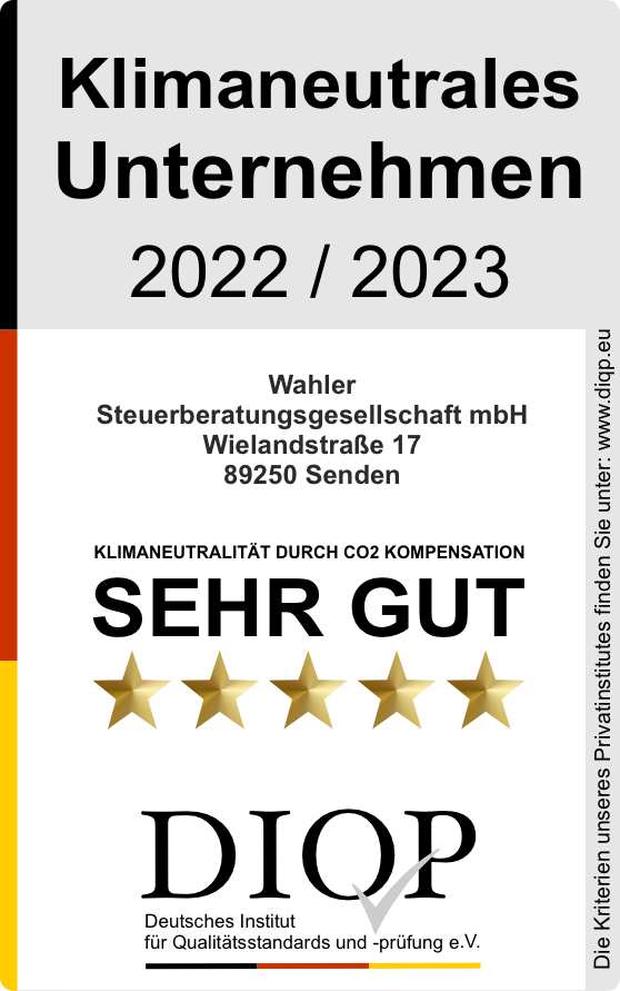 Klimaneutrales Unternehmen Wahler Steuerberatung