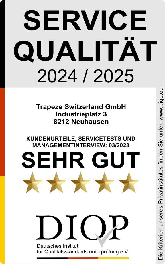 Geprüfte Servicequalität DIQP Siegel Trapeze Switzerland