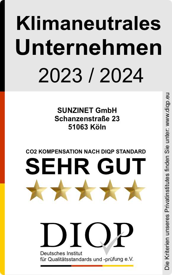 Klimaneutrales Unternehmen sunzinet