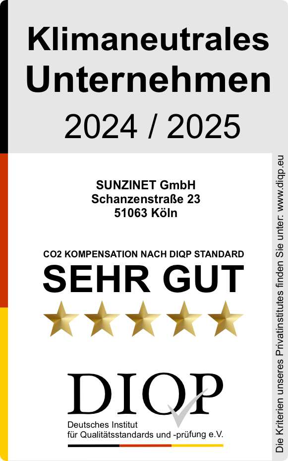 Klimaneutrales Unternehmen sunzinet